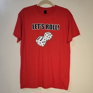 Men's Medium Red Graphic T-shirt "Let's Roll"
